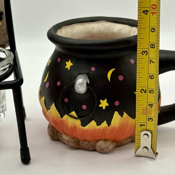 Ceramic Witch Cauldron Candle Halloween Mug & Chair Votive Holder Set Of 2 - Picture 6 of 10
